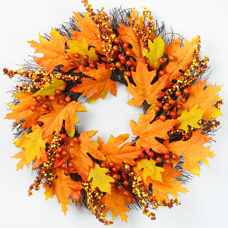 Bulk 20" Harvest Maple Berry Vine Wreaths Wholesale