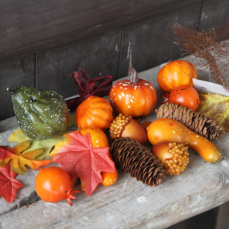 Decoración de otoño de cosecha de arce de calabazas pequeñas artificiales de Halloween