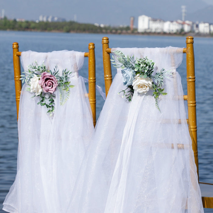 Bulk Artificial Rose Wedding Ceremony Aisle Chair Back Floral Decoration Wholesale