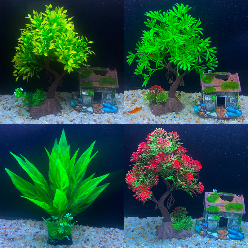 Plantes artificielles vertes pour aquarium en vrac Décoration en gros 