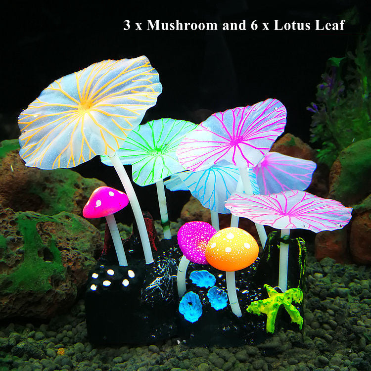 Bulk Glowing Effect Artificial Mushroom Glow Plants for Fish Tank Wholesale