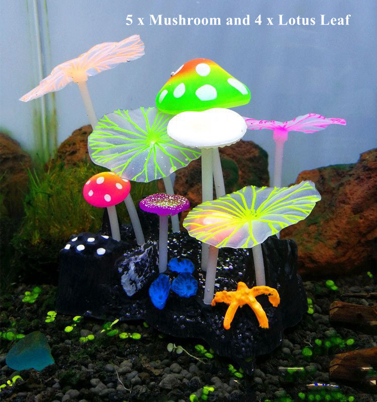 Bulk Glowing Effect Artificial Mushroom Glow Plants for Fish Tank Wholesale