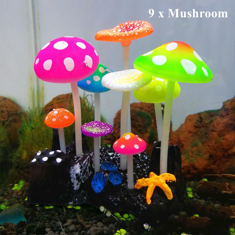 Bulk Glowing Effect Artificial Mushroom Glow Plants for Fish Tank Wholesale