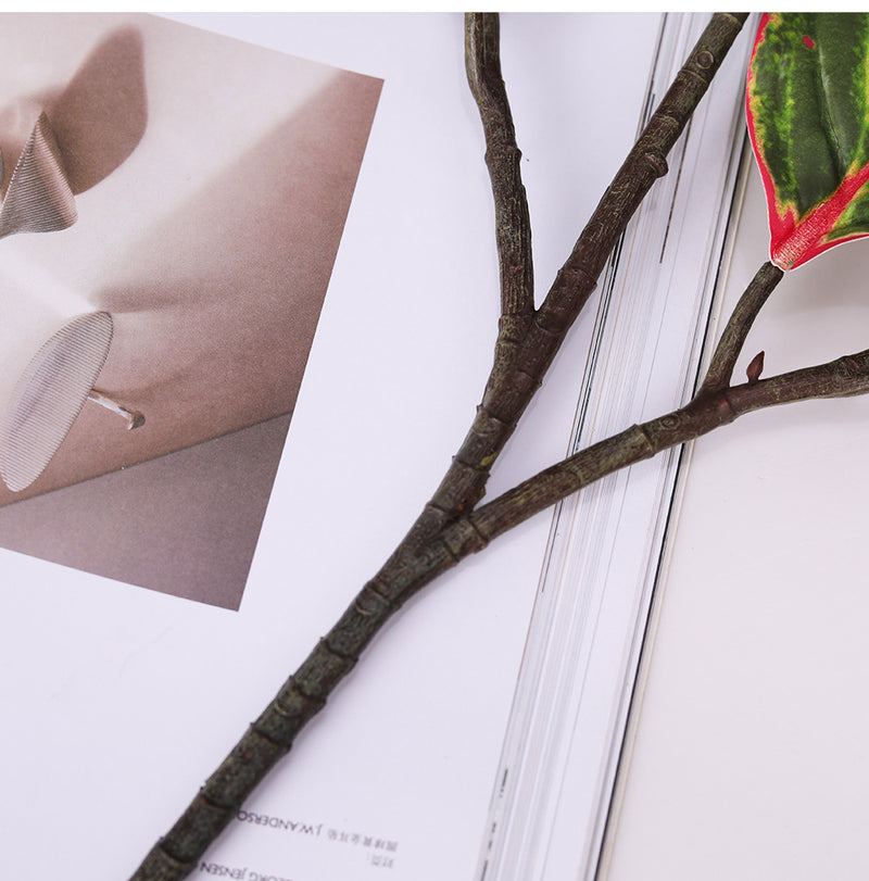 Bulk 31" Artificial Aglaonema Plant Calatheas Rohdea Leaf Red Edge Siam Leaves Artificial Wholesale