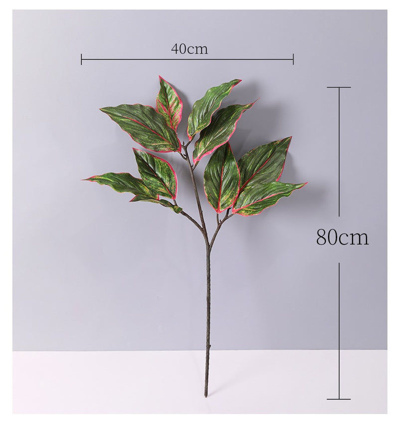 Bulk 31" Artificial Aglaonema Plant Calatheas Rohdea Leaf Red Edge Siam Leaves Artificial Wholesale