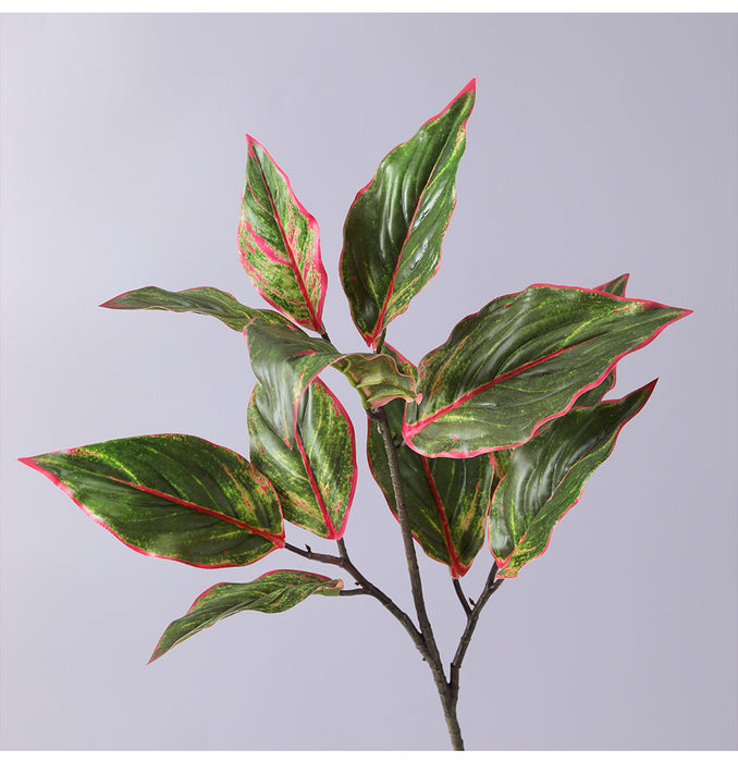 Bulk 31" Artificial Aglaonema Plant Calatheas Rohdea Leaf Red Edge Siam Leaves Artificial Wholesale