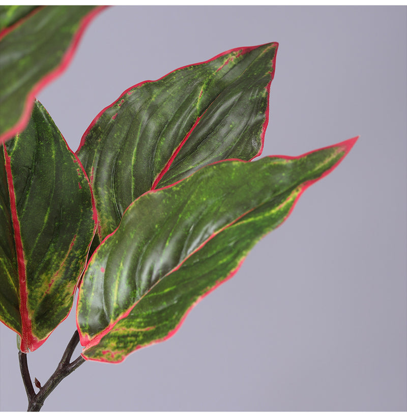Bulk 31" Artificial Aglaonema Plant Calatheas Rohdea Leaf Red Edge Siam Leaves Artificial Wholesale