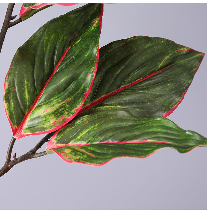 Bulk 31" Artificial Aglaonema Plant Calatheas Rohdea Leaf Red Edge Siam Leaves Artificial Wholesale