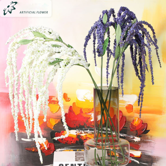 Venta al por mayor de flores artificiales de tallo de espray colgante Amaranthus de 45 "a granel 