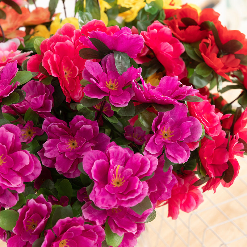 Gros buisson d'azalée artificiel en soie de 15,7 pouces, résistant aux UV pour l'extérieur, vente en gros 