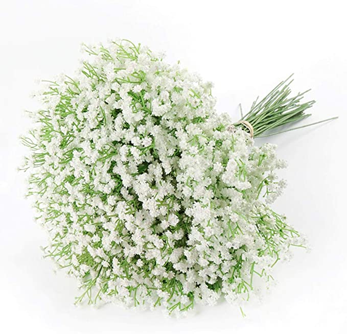 Lot de 15 tiges de gypsophile en vrac de 20 pouces pour bouquet de mariage, centres de table, boutonnières, corsage et compositions florales, vente en gros 