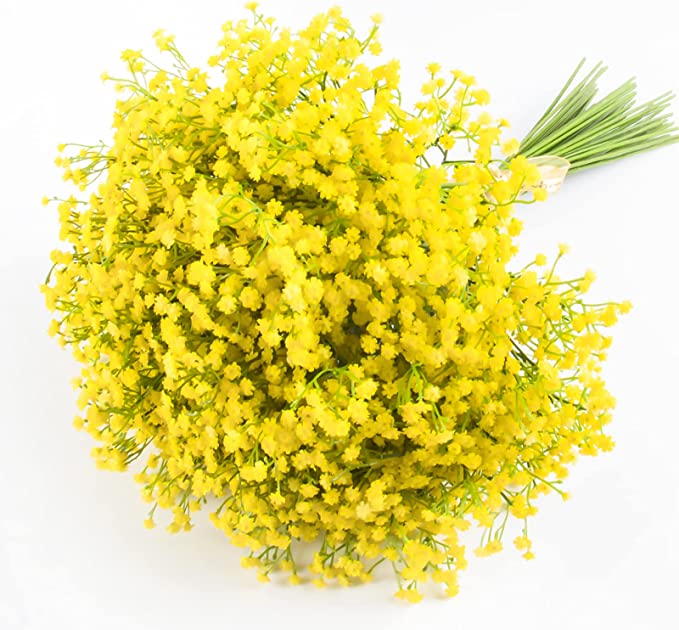 Lot de 15 tiges de gypsophile en vrac de 20 pouces pour bouquet de mariage, centres de table, boutonnières, corsage et compositions florales, vente en gros 