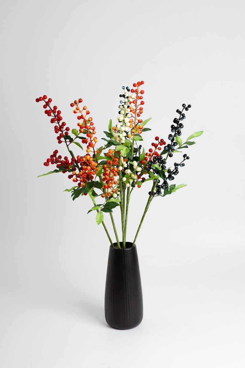 AM Basics Artificial Berries Stem with Leaves 25 Inch