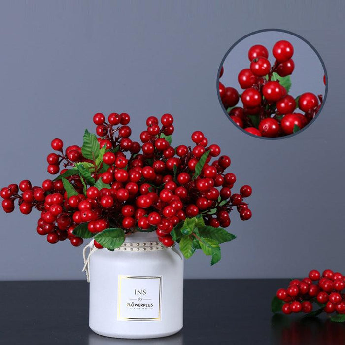 Bulk 39 Pack Artificial Red Berry Stems Picks with Holly Berries
