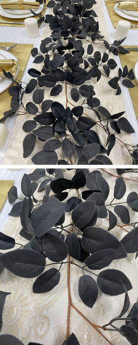 Bulk 67" Black Rose Leaf Vine Hanging Rattan Artificial Wholesale