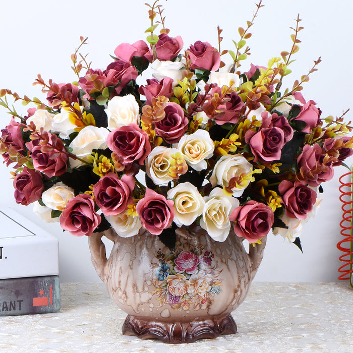 Ramo de flores artificiales de 12" con jarrón - 10 colores