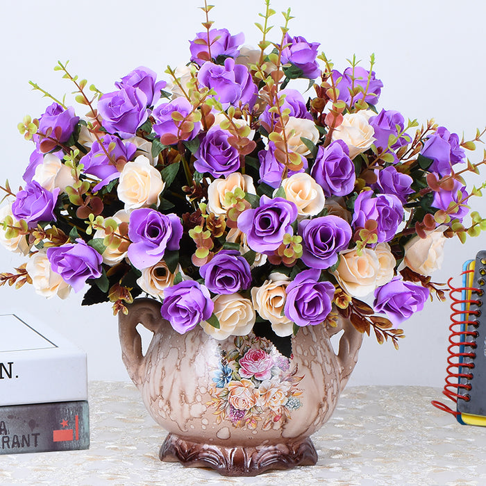 Ramo de flores artificiales de 12" con jarrón - 10 colores