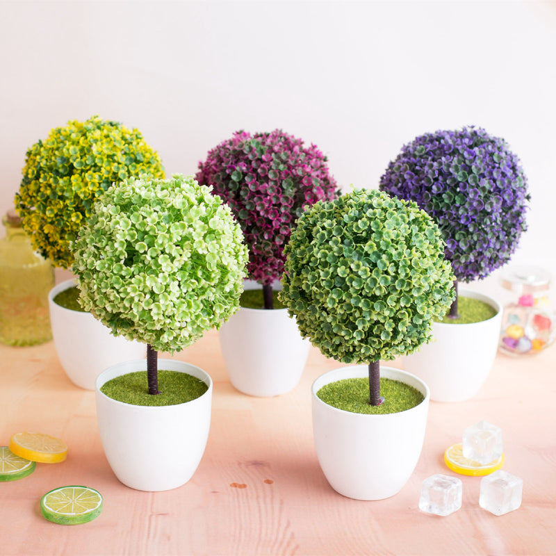 Bulk Artificial Boxwood Topiary Ball Tree UV Resistant Artificial Potted Shrubs Wholesale