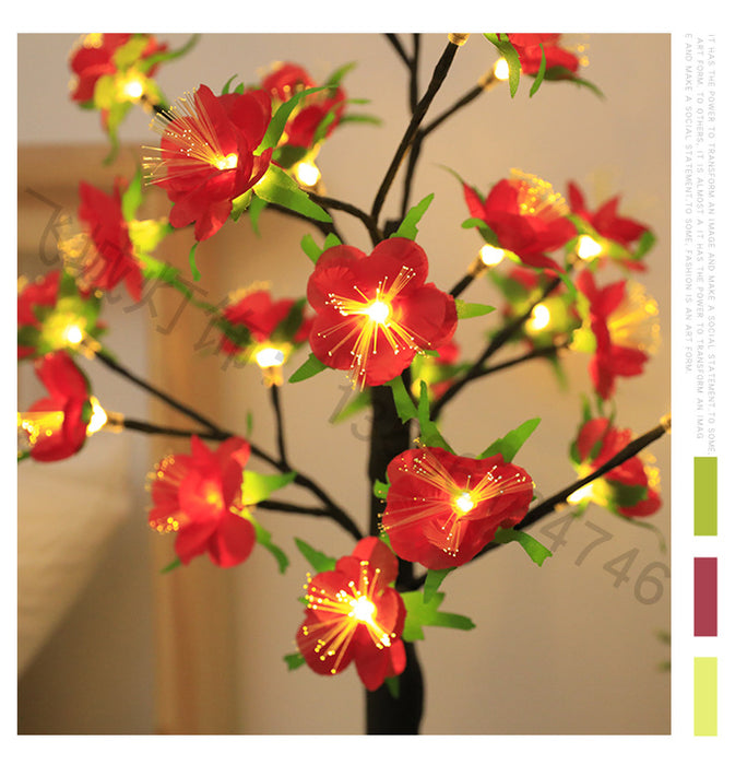 Bulk Artificial Camellia Lamp Tree Tabletop LED Night Light Glowing Tree Bedside Holiday Home Decoration Wholesale