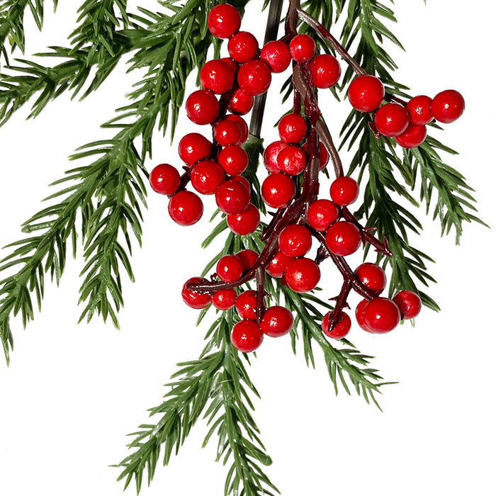 Bulk 16" Christmas Cedar Picks Stems with Red Berries Tree Spray Plants Wholesale