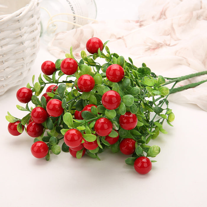 Bulk Artificial Cherry Plant Red Berry Branch Lucky Fruits Ornament 13 Inch Wholesale