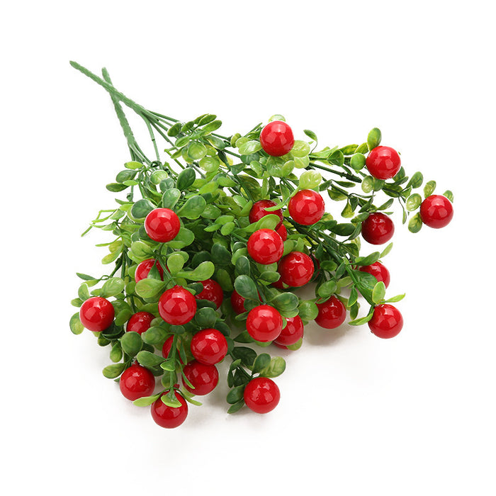 Bulk Artificial Cherry Plant Red Berry Branch Lucky Fruits Ornament 13 Inch Wholesale