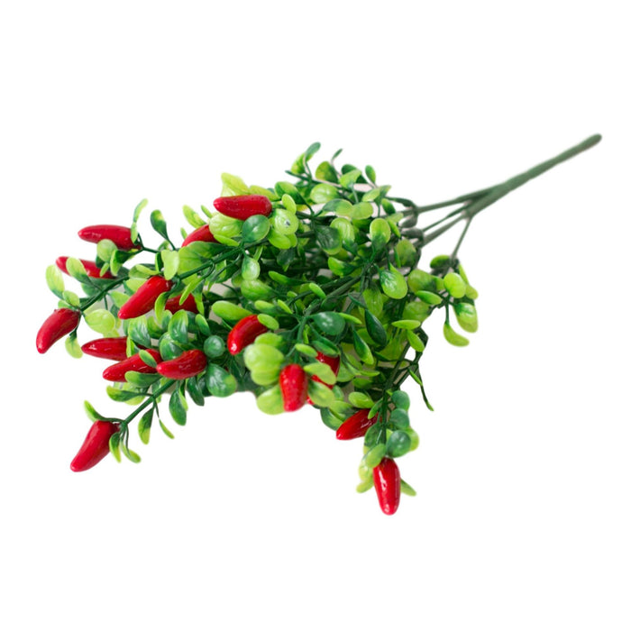 Planta de pimienta con adorno de frutas de la suerte de rama de chile artificial 
