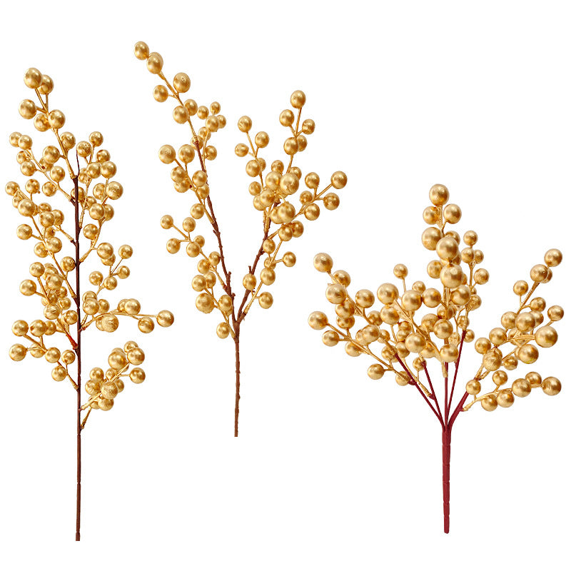 Bulk Artificial Christmas Golden Berry Twig New Year Bush 13 Inch Wholesale