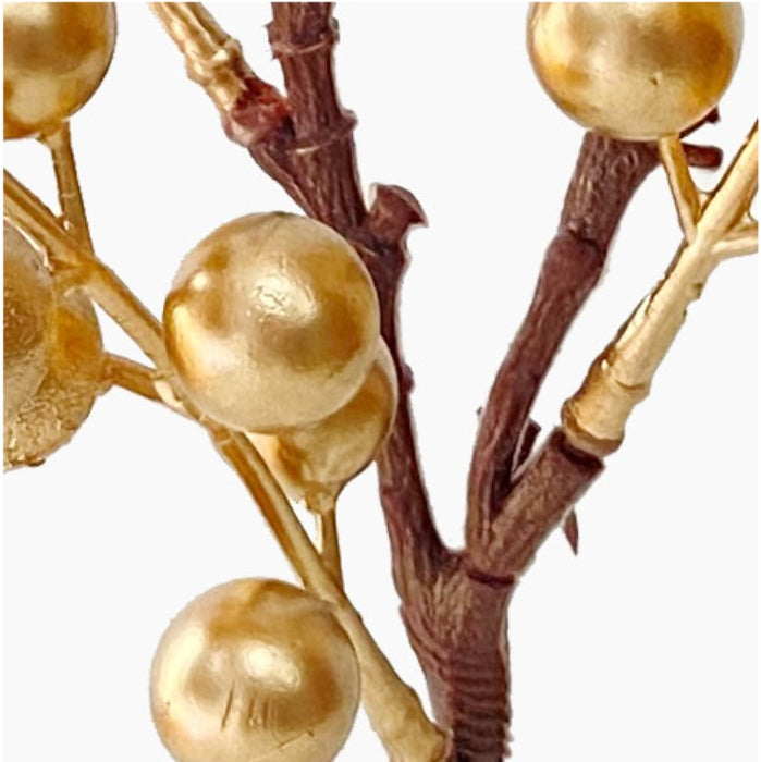 Bulk Artificial Christmas Golden Berry Twig New Year Bush 13 Inch Wholesale