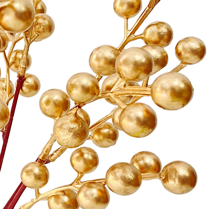 Granel Artificial Navidad Golden Berry Twig Año Nuevo Bush 13 pulgadas al por mayor 