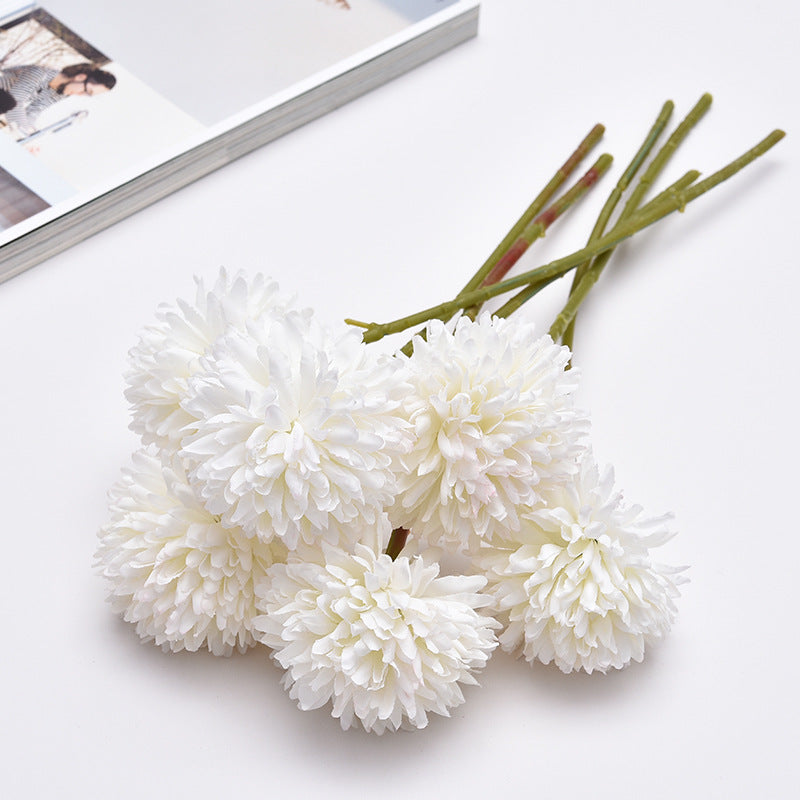 Bulk November Birth Flower 12Pcs Ball Chrysanthemum Bouquet Faux Kiku Flowers Wholesale