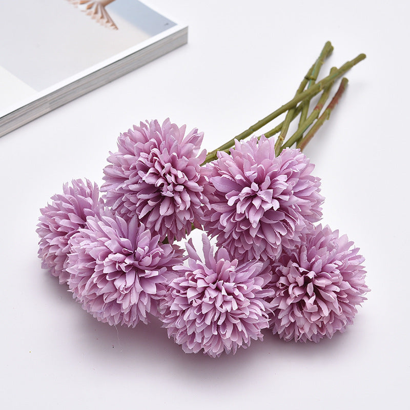 Bulk November Birth Flower 12Pcs Ball Chrysanthemum Bouquet Faux Kiku Flowers Wholesale