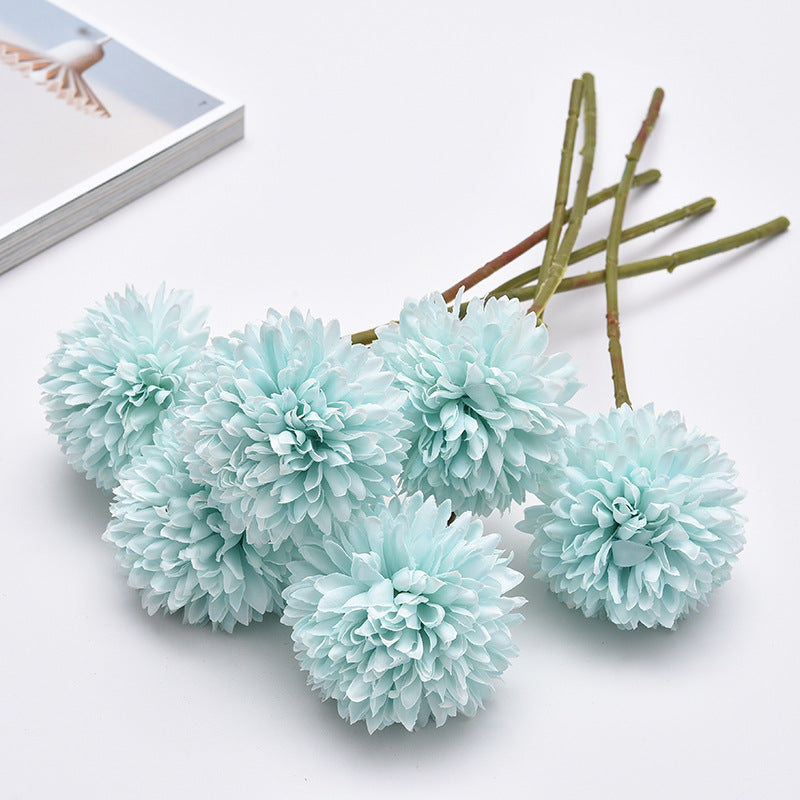 Bulk November Birth Flower 12Pcs Ball Chrysanthemum Bouquet Faux Kiku Flowers Wholesale