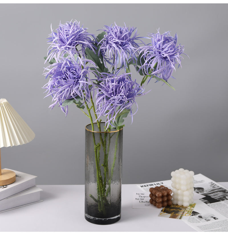 Tiges de chrysanthème artificielles en vrac de 27 pouces, feuillage d'allum triple corail, centre de table d'automne en gros 