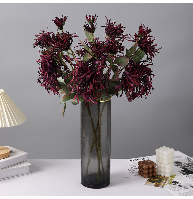 Bulk 27" Artificial Chrysanthemum Stems Coral Triple Allum Foliage Spray Autumn Centerpiece Wholesale