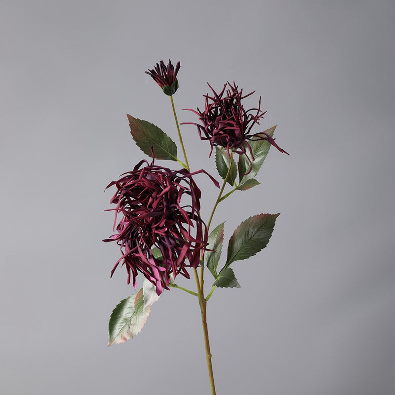 Tiges de chrysanthème artificielles en vrac de 27 pouces, feuillage d'allum triple corail, centre de table d'automne en gros 