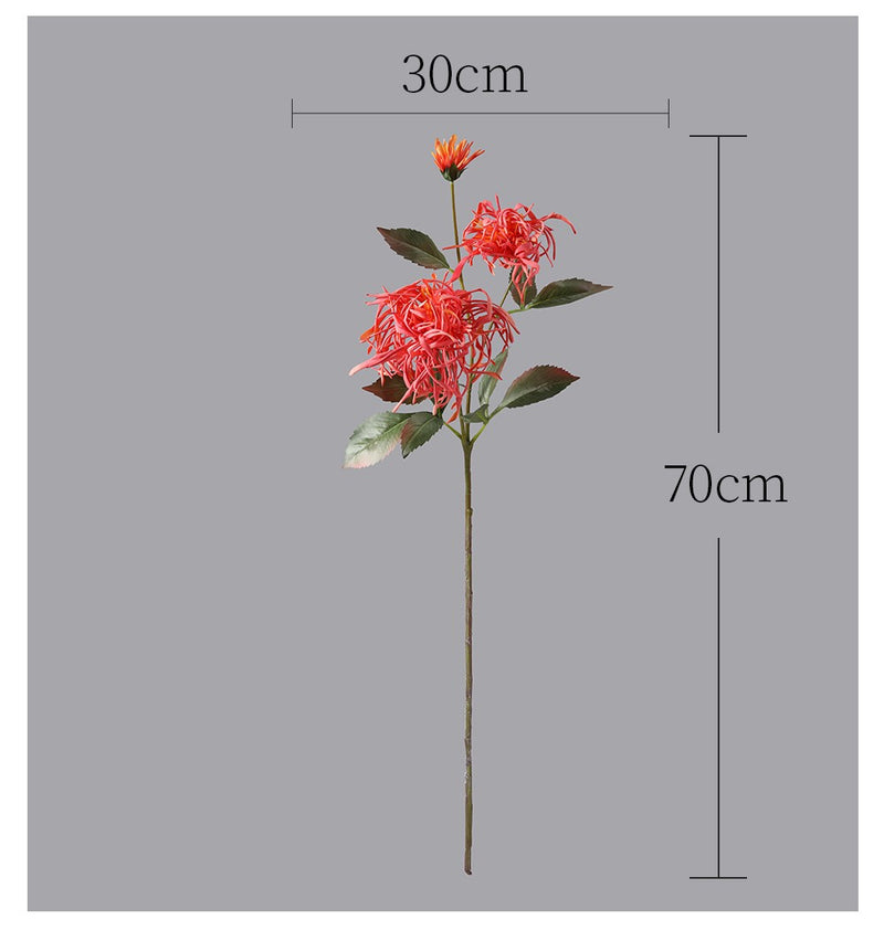 Tiges de chrysanthème artificielles en vrac de 27 pouces, feuillage d'allum triple corail, centre de table d'automne en gros 
