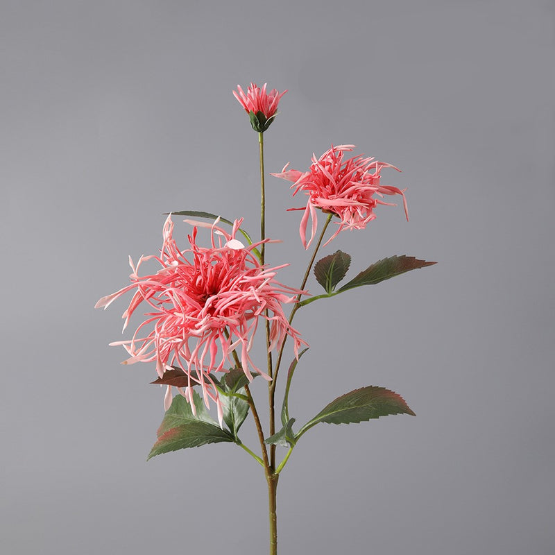 Tiges de chrysanthème artificielles en vrac de 27 pouces, feuillage d'allum triple corail, centre de table d'automne en gros 