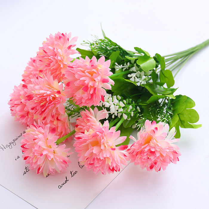 Noviembre Nacimiento Flor Artificial Mamá Arbusto Crisantemo Floral para el hogar y la decoración de la boda 