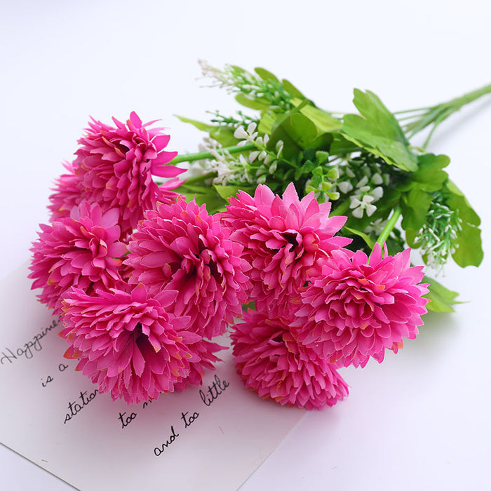 November Birth Flower Artificial Mum Bush Chrysanthemum Floral for Home and Wedding Decor