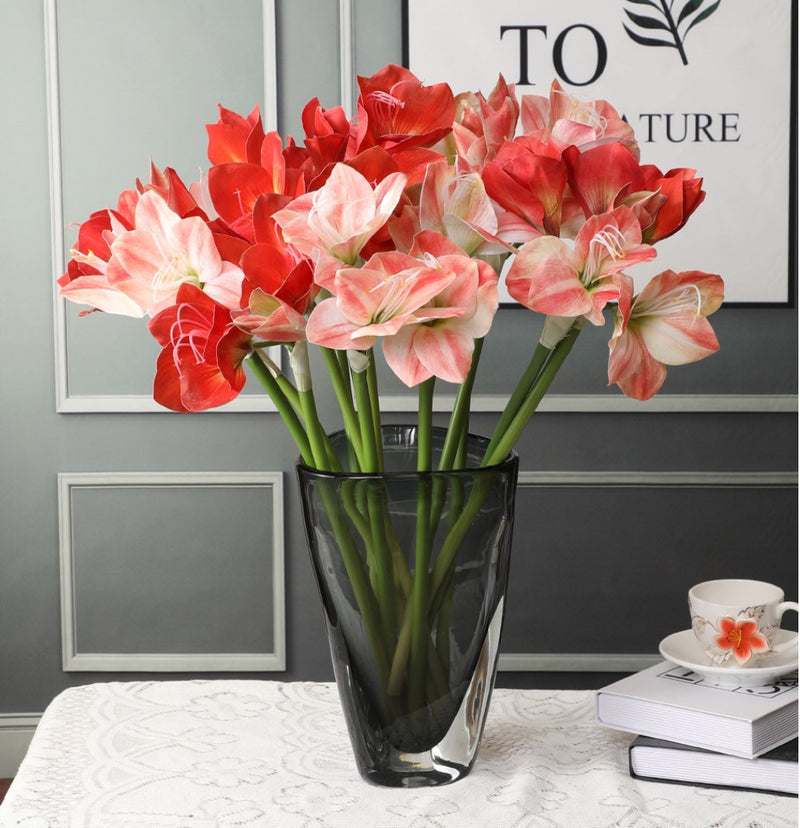 Fleurs de lys de Noël en soie de 22 pouces en vrac Clivia Miniata 