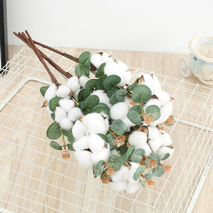 Bulk 23" Artificial Cotton Eucalyptus Mixed Stem Wholesale