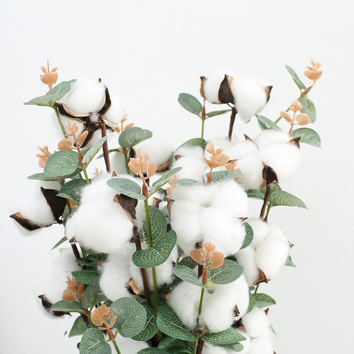 Venta al por mayor de tallo mixto de eucalipto de algodón artificial de 23" a granel 