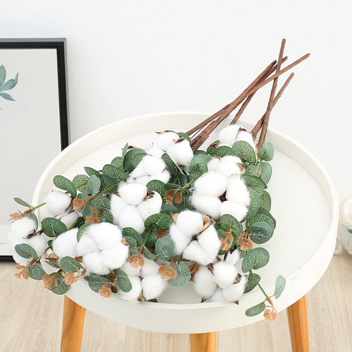 Bulk 23" Artificial Cotton Eucalyptus Mixed Stem Wholesale