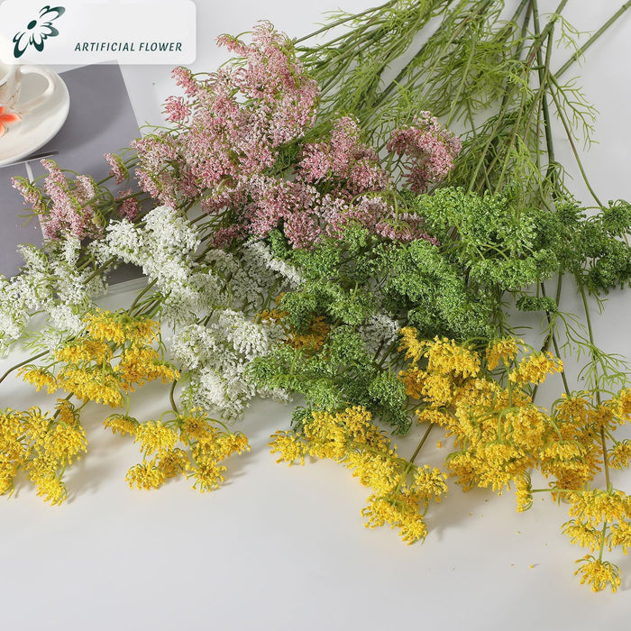 Wholesale Artificial Dill Tweedia Spray Faux Wild Carrot Fennel Flower Stem 32 Inch