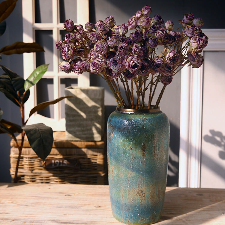 Tiges de roses brûlées en vrac de 20 pouces Fleurs en soie Arrangement artificiel d'automne Décoration en gros 