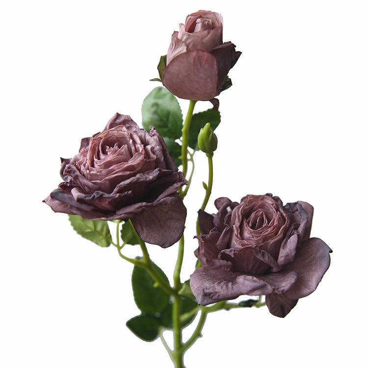 1 Branch Artificial Dried Rose Flowers Bouquets - Artificialmerch