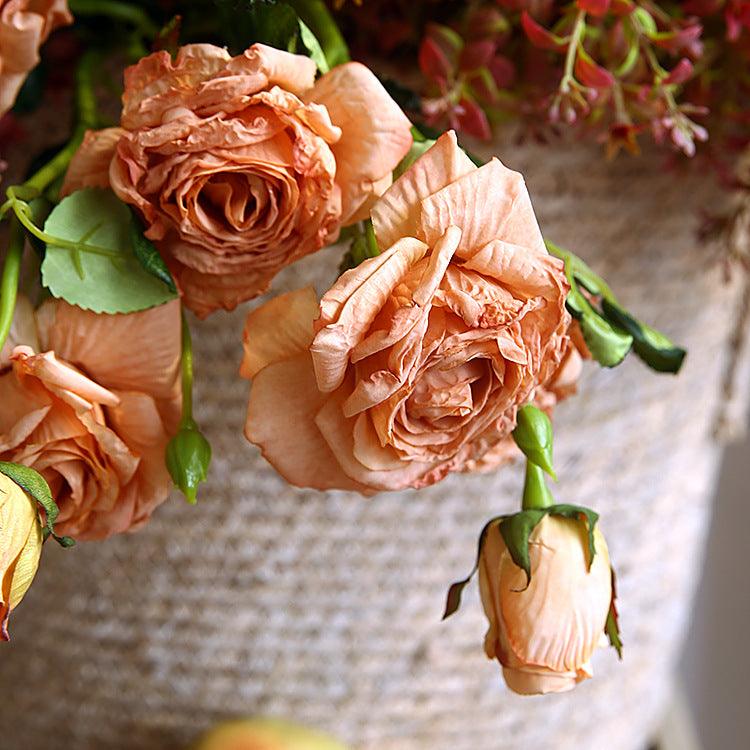 1 Branch Artificial Dried Rose Flowers Bouquets - Artificialmerch