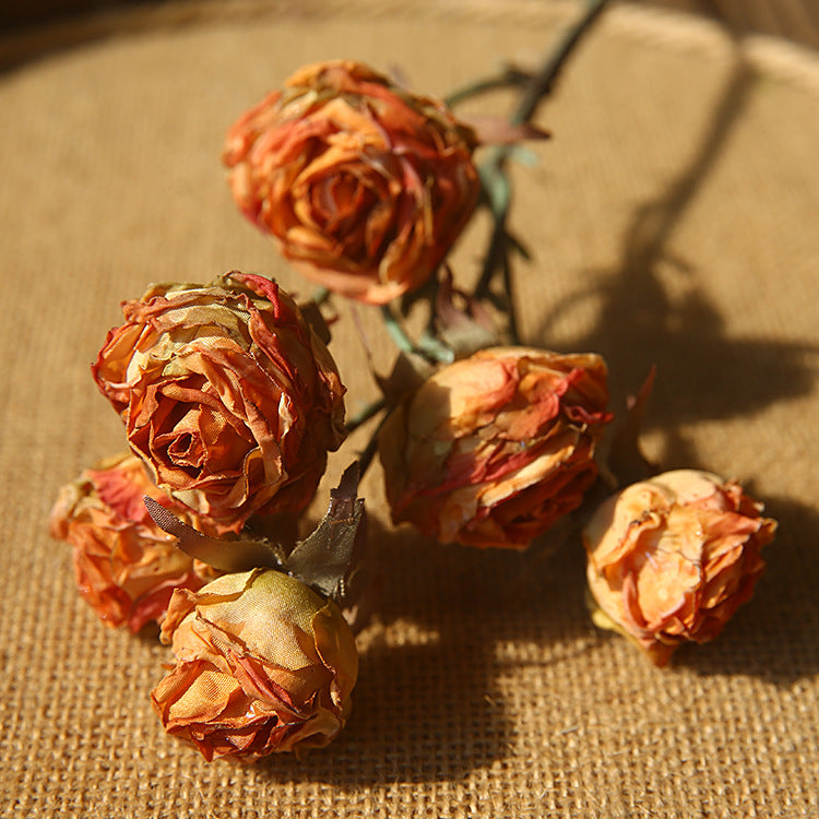 Tiges de roses brûlées en vrac de 20 pouces Fleurs en soie Arrangement artificiel d'automne Décoration en gros 