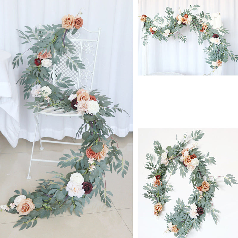 Guirlande de mariage artificielle en eucalyptus de 6 pieds avec fleurs en terre cuite en gros 